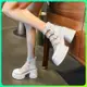 小個子英倫風鏤空涼靴女春夏新款超高跟透氣短靴增高時裝靴