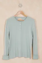 Cotton Button Front Henley Top--PAPI-11032-17