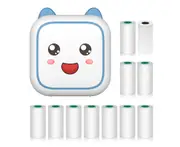Mini Thermal Printer Multifunction Portable Sticker Maker Instant Photo Inkless Printing Support BT Connection for Smartphone with 1 Paper Rolls 57mm + 10