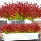 16Pcs Artificial Grass Fake Plants 17.3in Outdoor Plants UV Resistant Greener...