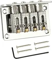 MEELYHOMEZQA 4 String Cigar Box Guitar Bridge, Electric Guitar Bridge Tailpiece Top Load Fixed Hardtail Saddle Cigar Box Guitar Parts, Silver