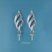 Sterling Silver Swirl Wave Stud Post Earrings w/Bead Caps, Clutches #33561