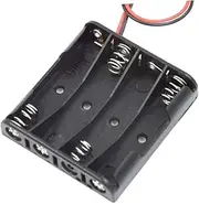 DOITOOL 6pcs 4 Slot 1.5v AAA Battery Holder Case Wire Leads Black Easy Install for Robots