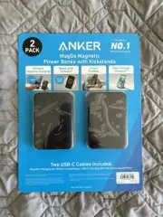 Anker MagGo-2 pack Magnetic Wireless Power Bank w/ Kickstand & 2 USB C Cables!