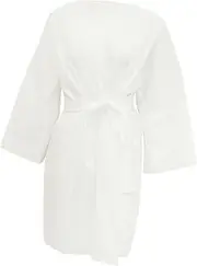 [SHERCHPRY] Single Time Spa Wrap Disposable Bath Skirt Robe Fine Polyester Cotton Easy to Wear for Spa Enthusiasts White