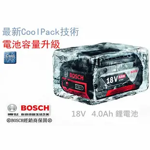 BOSCH 18V 4.0Ah 鋰電池 (電量顯示) 滑軌式 GDR18V,GSR18V