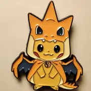 Pokemon Pikachu Mega Charizard Y Hoodie Enamel Pin Badge Collectible Figure