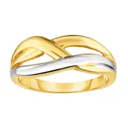 14K Yellow Gold Cross Over X Design Fashion Ring, Size 7