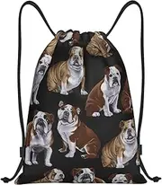 DEXNEL English Bulldogs Drawstring Backpack Sports Gym Bag For Women Men Children Large Size Swim Bag