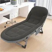Portable Camping Cot with Mattress, Adjustable 5 Position Adults Reclining Chairs, Outdoor Patio Folding Lounge Chair for Camping, Pool, Beach, Patio,Gray FANDIAO