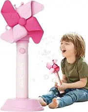 Bubble Machine - Toddler Musical Toy with Light | 3 Gears Interactive Glow Windmill Bubble Maker for Kids Fun Backyard Garden Party Birthday Easter Christmas Beach Activities