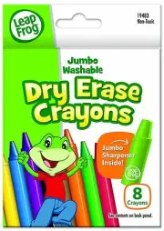LeapFrog Jumbo Washable Dry Erase Crayons, 8 Colors with Sharpener ()