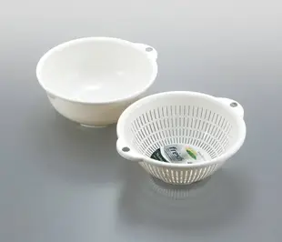 日本 瀝水籃2件組 瀝水 洗菜籃 白色 容量1.1公升