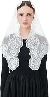 [Wgior] Elegant Embroidered Chapel Veil with Sacred Mary and Jesus Design, Perfect for Religious Ceremonies and Prayers