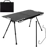 Portable Table,Beach Foldable Desk - Height Adjustable Portable Picnic Desk with Lamp Stand for Tailgating Beach Barbecue Camping Balcony Outdoor Garden