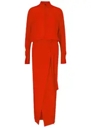 Petar Petrov Say It Loud Silk Maxi Shirt Dress - Red - 36 (UK8 / S) 36 (UK8 / S)