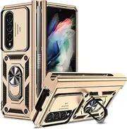 Phone Protection Compatible with Samsung Z Fold4/Galaxy Z Fold 4 5G Case,Full body Hard Slim Protective Phone Case,Mobile Phone with Magnetic Rotate Holder Case with Lens Protection phone accessory(GO