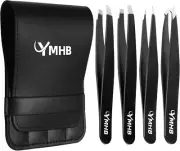 Tweezers Set - 4Pcs Stainless Steel Eyebrow Tweezers, Great Precision for Facial