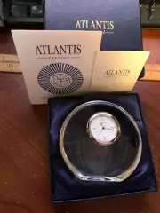 Atlantis Crystal Desk Mantle Shelf Clock Sleek Modern style NEW IN BOX