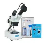 OMAX 20X-40X Dual LED Binocular Stereo Microscope+5MP Camera+Cleaning Pack