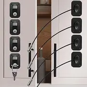 BETIMFAN 4Pcs Freezer Lock Child Proof Refrigerator Lock with Key Self Adhesive Fridge Lock Combo Child Safe Freezer Door Lock Refrigerator Lock for Cabinets Drawers Ovens Washing Machines 27.6x56mm