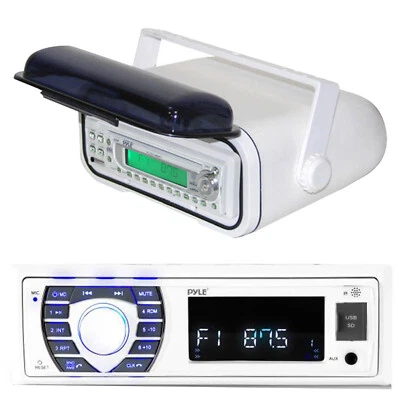 Pyle PLRMR23BTW Marine Boat AM FM SD USB Player Aux Radio +PLMRCW3 Housing