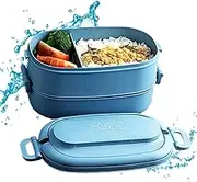 Kids Student Double-Layer Lunch Box,1550ml Bento Lunch Box with Carry Handle, Spoon Fork, Leakproof, Microwaveable Heating, Reusable Lunch Container for Students bento Box Lunch Storage (Royal Blue)