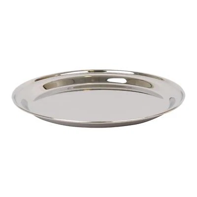 1x 30cm Round Stainless Steel Serving Tray Metal Food Tea Dinner Trays