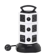 Lenoxx Tower Power Board with 10 Outlets + 2X USB A & 2X USB C