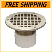 Nickel Finish Adjustable PVC Floor Drain - Easy Install with Vandal-Proof Design