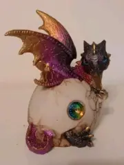 Metallic Baby Dragon Hatching from an Egg Collectible Figurine Item#71508