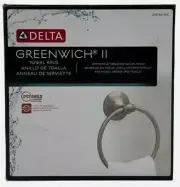 DELTA GRE46-BN Greenwich II Towel Ring in SpotShield Brushed Nickel Finish