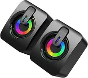 Mini Wired Speaker for Gaming Compact Laptop Loudspeakers Led Light for Home Office