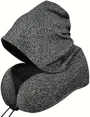 [MarCoolTrip MZ] Grey Travel Pillow with Extra Large Hood for Airplane Long Flights Privacy and Comfort Memory Foam with Skin-Friendly Cover for Road Trip Head&Neck Support for Plane Office Cars Sleeping & Rest