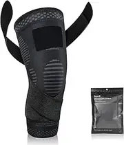 Enyee Knee Sleeve Knee Compression Sleeves with Strap Support Men and Women for Knee pain, ACL, Meniscus tear, Sports, Jogging, Running,Gym, Hiking, Working out