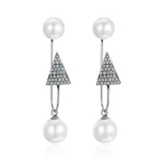 Sterling Silver Geometric Pearl Stud Hypoallergenic Earrings