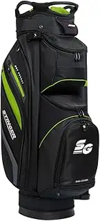 Stinger Lightweight Premium Golf Bag/Golf Cart Bag- Black/Lime. Golf Club Bags with 14-Way Full-Length Dividers, 9 Spacious Pockets, Large Front Cooler Pocket, Full Length rain Cover & rain Hood