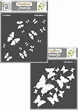 CrafTreat Butterfly Stencils for Painting on Canvas, Wallart, Bullet Journal Notebook, Home Decor and Scrapbooking Supplies - 2 Step Butterfly 2 Pcs - 6"X6" Reusable Stencils Arts & Crafts Supplies