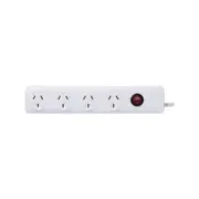 Click White 4 Outlet Powerboard With Master Switch