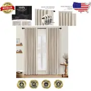 Elegant 100% Blackout Curtains Set, 95” Linen Textured Thermal Drapes, Cream