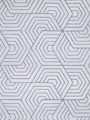 Prince Ivory Grey Hexagon Geometric Rug