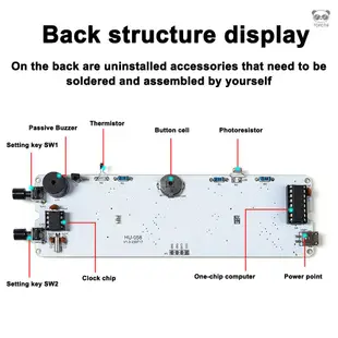 電子時鐘DIY套件 LED數位管光控時鐘 溫度電路板焊接練習時鐘製作散件 4檔亮度調整帶自適應亮度功能 大尺寸LED數位