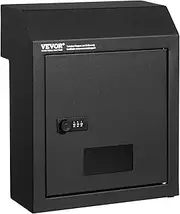 VEVOR Through The Door Key Drop Box, Heavy Duty Steel Through The Door Mailbox with 12" Combination Lock, Mail Drop Box, Black