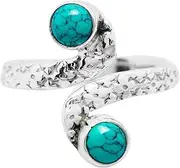 [Koral Jewelry] Sterling Silver Synthetic Turquoise Adjustable Midi Knuckle/Toe Ring