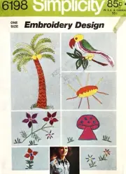 1970's Simplicity Transfer for Embroidery Pattern 6198 UNUSED