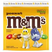 M&M'S Peanut Milk Chocolate Candy, Super Bowl Chocolates Party Size, 38 oz Bag