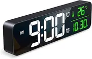 OQIMAX Digital Clock Large Display,LED Alarm Clock for Bedroom 10.5" with LED Temperature Display, Mirror Clock with Dual Alarms,40 Ringtones,6 Adjustable Brightness,4 Volume,Hang/Stand for