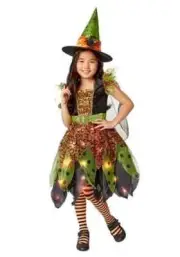 Girl's Light Up Green Witch Costume
