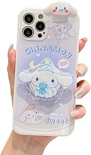 [MOIWOAOE] Kawaii Phone Case for Samsung Galaxy A13 5G Cute Silicone Protective Case Cover with Cartoon Foldable Finger Grip Holder for Women & Girl
