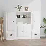 Generic Highboards 3 pcs White Engineered Wood